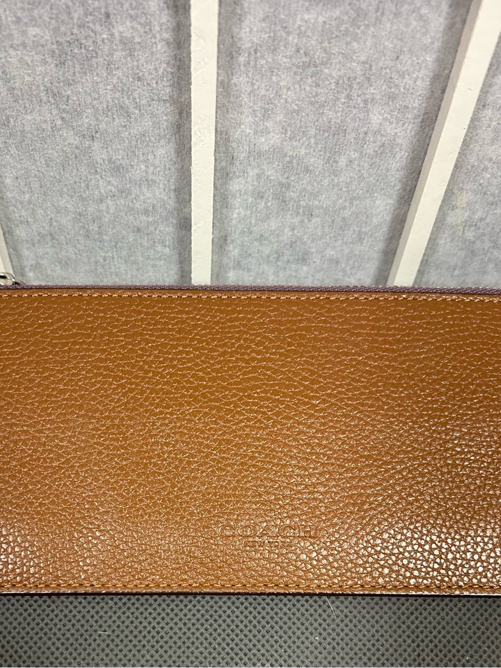 Coach Brown Pebbled Leather Zip Pouch